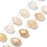 Natural Pink Aventurine Beads Strands, Faceted, Teardrop, Top Drilled, 12x8x3.5mm, Hole: 0.9mm, about 22~25pcs/strand, 13.78''(35cm)(G-Q167-A06-01A)