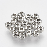 201 Stainless Steel Spacer Beads, Rondelle, Stainless Steel Color, 3x2mm, Hole: 1.5mm(STAS-T033-61B)