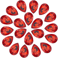 Taiwan Acrylic Rhinestone Cabochons, Pointed Back & Back Plated, Teardrop, Red, 30x20x7mm, 40pcs/box(KY-GF0001-48)