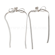 Bowknot 304 Stainless Steel Earrings for Women, Stainless Steel Color, 90x36.5mm(EJEW-U003-23P)