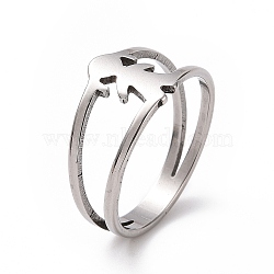 201 Stainless Steel Girl Shape Finger Ring, Hollow Wide Ring for Women, Stainless Steel Color, US Size 6 1/2(16.9mm)(RJEW-J051-20P)