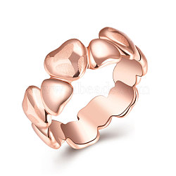 Tin Alloy Finger Rings, Heart to Heart, Rose Gold, US Size 8(18.1mm)(RJEW-BB17299-8)