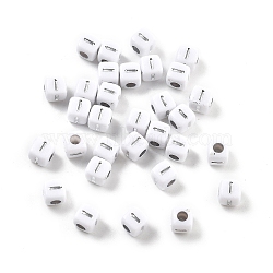 Opaque Acrylic Beads, Square with Letter, Silver Metal Enlaced, Letter I, 5x5x5mm, Hole: 2mm, about 5000ocs(OACR-D282-06I)