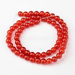 Gemstone Beads Strands, Natural Carnelian, Dyed, Round, Dark Orange, 6mm, Hole: 0.8mm, about 62~65pcs/strand, 14.6~15.5 inch(X-GSR6mmC060-1)