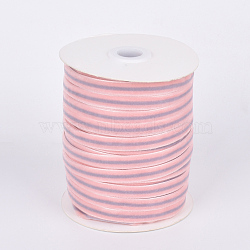 Single Face Velvet Ribbon, Stripe Ribbon, Two Tone, Pink & Lilac, 3/8 inch(9.5mm), about 50yards/roll(45.72m/roll)(OCOR-Q043-9.5mm-02)