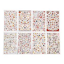 Chinese New Year Style Nail Decals Stickers, Couplet Lantern Self-adhesive 3D Nail Art Supplies, for Woman Girls Festival DIY Nail Art Design, Mixed Patterns, Packaging: 152x91x0.5mm(MRMJ-T092-02-M)
