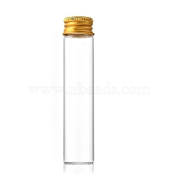 Glass Bottles Bead Containers, Screw Top Bead Storage Tubes with Golden Plated Aluminum Cap, Column, Clear, 2.2x12cm, Capacity: 30ml(1.01fl. oz)(CON-WH0085-78I)