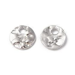 304 Stainless Steel Charms, Textured, Flat Round Charm, Stainless Steel Color, 6x1mm, Hole: 1.2mm(STAS-C066-30P)