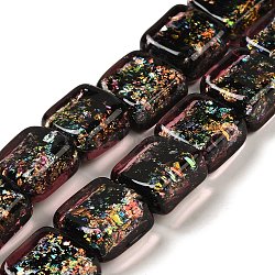 Handmade Dichroic Foil Glass Beads Strands, Square, Light Coral, 12~12.5x12~12.5x6.5~8mm, Hole: 1.6mm, about 33pcs/strand, 16.02''(40.7cm)(DICH-U001-07J)