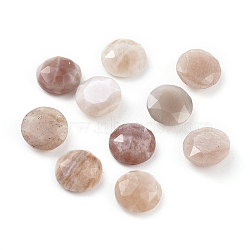 Natural Sunstone Cabochons, Faceted, Flat Round, 10x4.5mm(X-G-G835-A01-06)