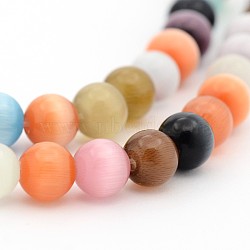 Cat Eye Beads, Round, Mixed Color, 6mm, Hole: 1mm, about 66pcs/strand, 14.5 inch/strand(CE004)