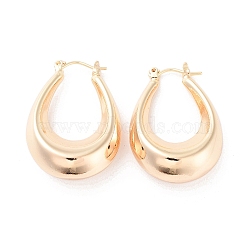 Brass Hoop Earrings, Teardrop, Real 18K Gold Plated, 32x22x10mm(EJEW-F332-05G)