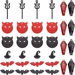 32Pcs 8 Style Halloween Theme Alloy Pendants, Spray Painted & Baking Printed & Enamel, Mixed Shapes, Mixed Color, 9~29x8~24.5x1~2mm, Hole: 1.2~1.7mm, 4pcs/style(FIND-NB0002-40)