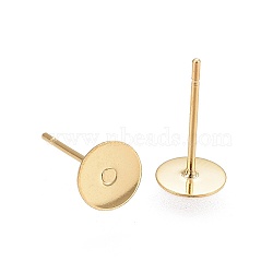 304 Stainless Steel Stud Earring Findings, Ion Plating(IP), Flat Round, Real 18K Gold Plated, 8x0.3mm, Pin: 0.7mm(STAS-H436-24G02-8mm)