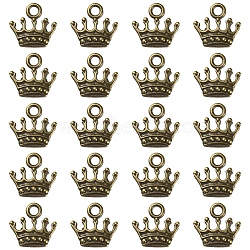 Zinc Alloy Charms, Lead Free & Cadmium Free, Crown Shape, Antique Bronze, 13x14x3mm, Hole: 2mm(PALLOY-YW0001-13AB-RS)