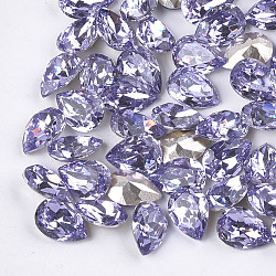 Pointed Back Resin Rhinestone Cabochons, Back Plated, Faceted, teardrop, Violet, 13.5~14x9.5~10x5.5mm, about 220pcs/bag(CRES-S380-10x14mm-B16)