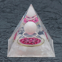 Resin Orgonite Pyramid, Rose Quartz Energy Generator, for Stress Reduce Healing Meditation Attract Wealth Lucky Room Decor, 60x60x60mm(PW-WG36540-03)