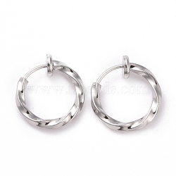 Electroplated Brass Twisted Tubular Hoop Earrings for Women, Platinum, 12.5x4mm, Pin: 0.7mm(EJEW-G299-01B-P)