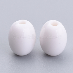 Opaque Acrylic Beads, Oval, White, 9x7mm, Hole: 2mm, about 199pcs/50g(X-SACR-S300-08C-01)