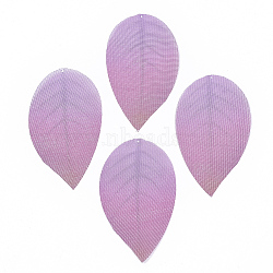 Polyester Organza Fabric Big Pendants, For DIY Jewelry Making Crafts, Leaf, Orchid, 50~53x30mm, Hole: 0.5mm(FIND-S322-001B-08)