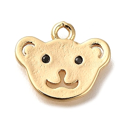 Brass Micro Pave Cubic Zirconia Pendants, Little Bear Charms, Real 18K Gold Plated, 9.5x11x1mm, Hole: 1.2mm(KK-M301-01G)