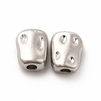 Alloy Beads, Long-Lasting Plated, Cadmium Free & Lead Free, Rectangle, Platinum, 7.5x6x4mm, Hole: 1.6mm
