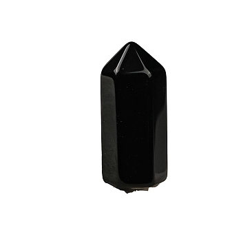 Pointed Tower Natural Obsidian Healing Stone Wands, for Reiki Chakra Meditation Therapy Decoration, Hexagonal Prism, 15x15x35mm