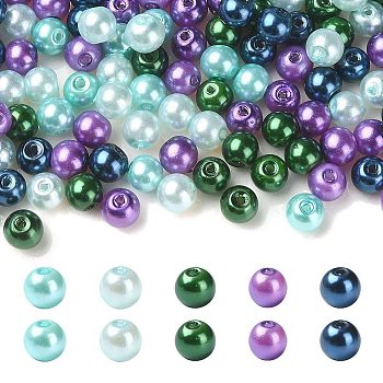 Glass Pearl Beads, Pearlized, Round, Mixed Color, 6mm, Hole: 1mm, about 500Pcs/bag