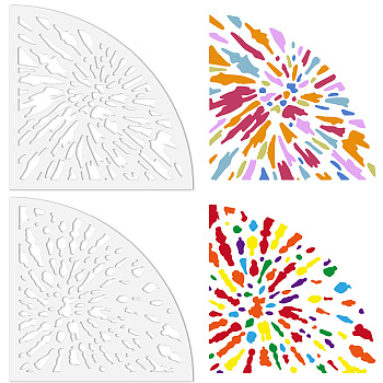 Acrylic Tie Dye Stencils Reusable Art Painting Template, Fan Shaped, Nuggets, 20x20cm