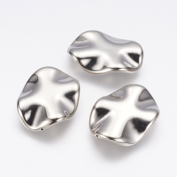 CCB Plastic Beads, Twist Oval, Platinum, 38x28x7mm, Hole: 1mm