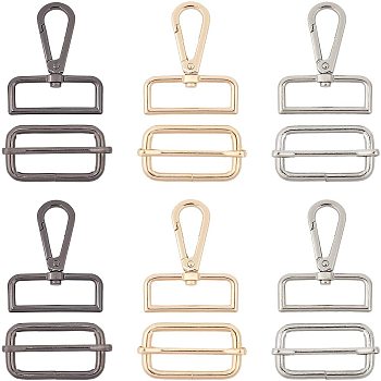 DIY Bag Clasps Kits, with Zinc Alloy Swivel Clasps and Iron Adjuster Slides Buckles, Mixed Color, 110x110x18mm