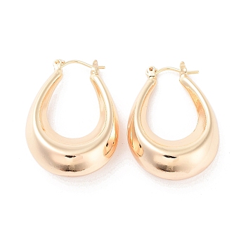 Brass Hoop Earrings, Teardrop, Real 18K Gold Plated, 32x22x10mm