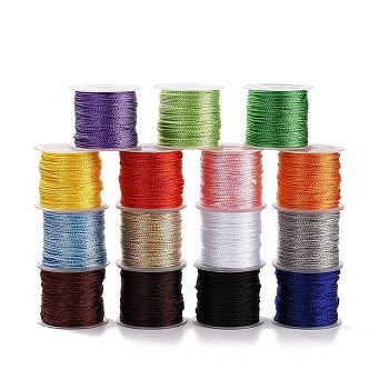 Polyester Thread, for Jewelry Making, Mixed Color, 1.4mm, 20m/roll, 15colors, 1roll/color, 15rolls/set