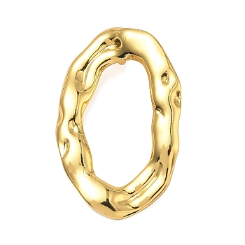 Textured 304 Stainless Steel Pendants, Oval Charm, with Jump Ring, Ion Plating(IP), Long-Lasting Plated, Real 18K Gold Plated, 41x26x4~9.5mm, Hole: 4mm