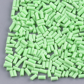 Handmade Polymer Clay Sprinkle Beads, Fake Food Craft, No Hole, Column, Pale Green, 2~6x1.5mm