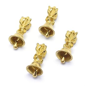 Brass Beads, Dorje Vajra for Buddha Jewelry, with Bell, Lead Free & Cadmium Free & Nickel Free, Raw(Unplated), 24x10.5mm, Hole: 2.5mm