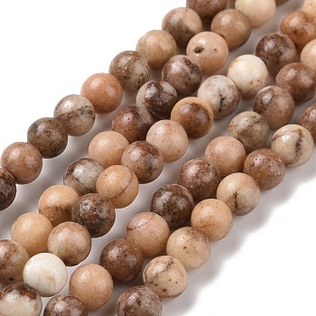 Natural Orange Calcite Beads Strands, Round, 6mm, Hole: 1mm, about 68pcs/strand, 15.94''(40.5cm)