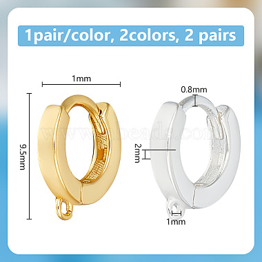 2 Pairs 2 Colors 925 Sterling Silver Hoop Earring Findings(FIND-GO0001-69)-2