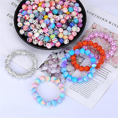 Printed Round with Flower Pattern Silicone Focal Beads(SI-JX0056A-167)-3