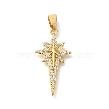 Real 18K Gold Plated Clear Star Brass+Cubic Zirconia Pendants