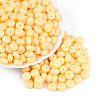 Opaque Baking Paint Glass Seed Beads, Round Hole, Rondelle, Light Khaki, 8~8.5x5mm, Hole: 1.2~1.4mm, about 865pcs/pound(SEED-N008-03A-03)