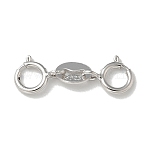 925 Sterling Silver Double Spring Ring Clasps, Platinum, 17.5x6x1mm(STER-R003-08P)