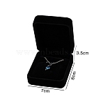 Rectangle Velvet Jewelry Pendant Storage Box, Jewerly Gift Case for Pendant Necklaces, Black, 8x7x3.5cm(PW-WG47683-03)