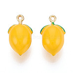 Rack Plating Alloy Enamel Pendants, Lemon Charms, Cadmium Free & Nickel Free & Lead Free, Golden, Gold, 18.5x11x9.5mm, Hole: 1.2mm(ENAM-T091-48A)