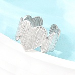 Textured 304 Stainless Steel Cuff Open Rings for Women, Heart, Stainless Steel Color, 14.5mm, Inner Diameter: 18mm(RJEW-A102-03P)