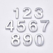 ABS Plastic Self Adhesive Digits Sticker, Number 0~9, Platinum, 50x19~33x8mm(KY-WH0020-56A)