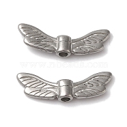 Non-Tarnish 304 Stainless Steel Beads, Wing, Stainless Steel Color, 6x19x3mm, Hole: 1.6mm(STAS-I305-187P)