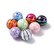 UV Plating Opaque Acrylic Beads, Basketball, 15.5mm, Hole: 2.5mm(X-PACR-Q003-05C)