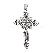 Tibetan Style Alloy Pendants, For Easter, Crucifix Cross, Antique Silver, 48x31x5mm, Hole: 4.5x6mm(TIBE-A006-006AS)