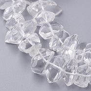 Natural Quartz Crystal Beads Strands, Rock Crystal Beads, Nuggets, 14.5~21.5x7~9x7~11mm, Hole: 1mm, about 60pcs/strand, 15.3 inch(X-G-F336-01)